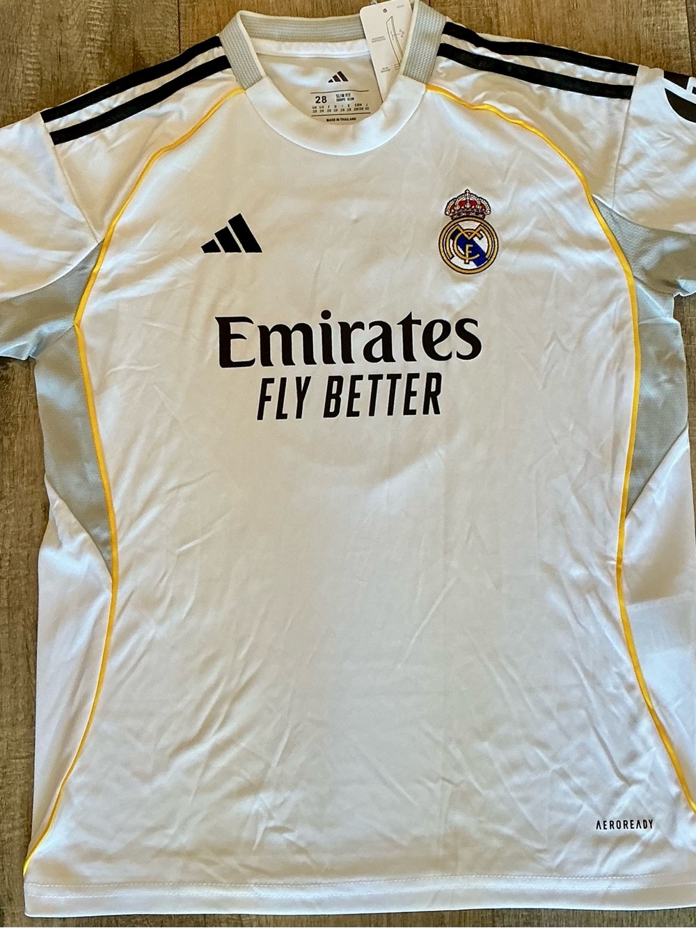 Real Madrid Ronaldo Nazario #9 White Navy and Gold Jersey